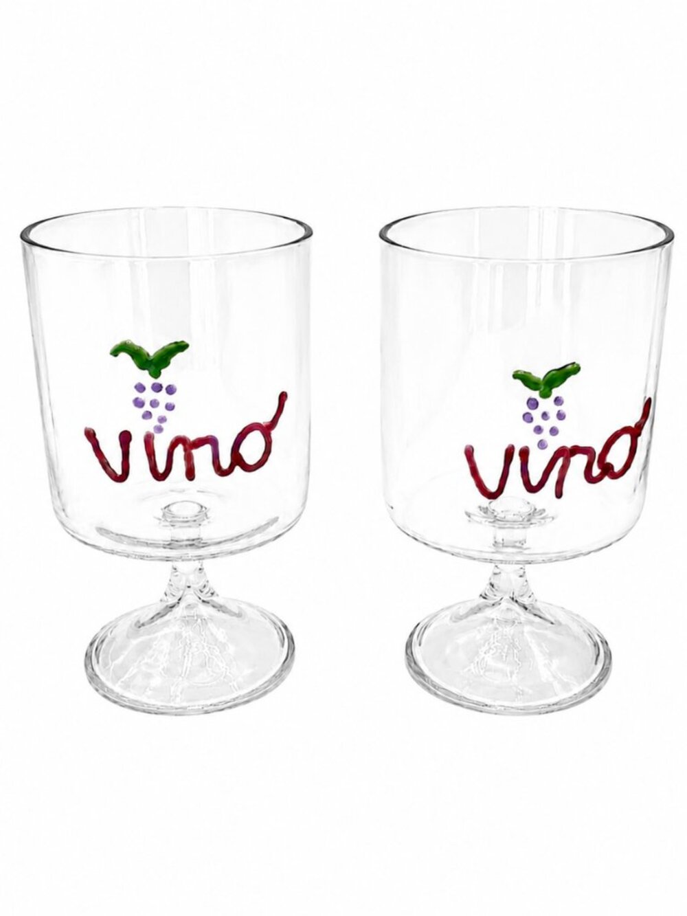 Two Anthropologie Word Play Handblown Wine Glasses In "Vino" Pattern